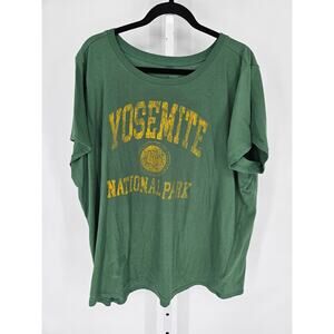 National Parks Society Womens Sz 4X Short Sleeve T Shirt Yosemite Green Yellow